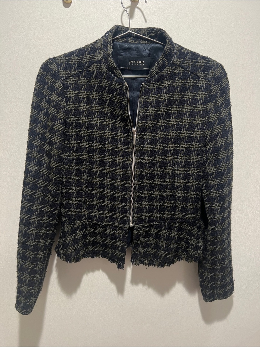 Zara Tweed Houndstooth Blazer